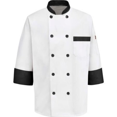 VF IMAGEWEAR Chef Designs Garnish Chef Coat, White W/Black Trim, Polyester/Cotton, 3XL KT74BTRG3XL